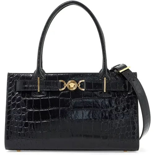 Crocodile Effect Medusa '95 Tote Bag , female, Sizes: ONE SIZE - Versace - Modalova