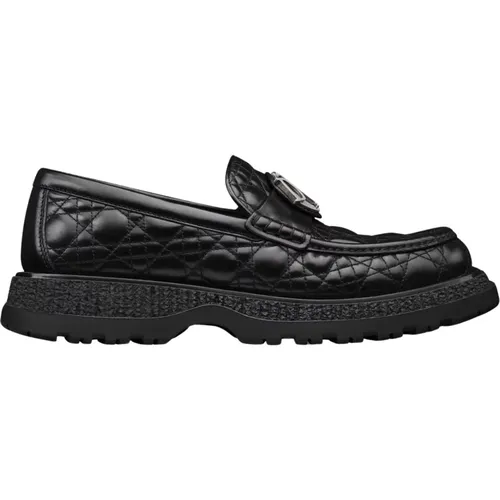 Luxurious Leather Loafers with Charm Buckle , male, Sizes: 10 UK - Dior - Modalova