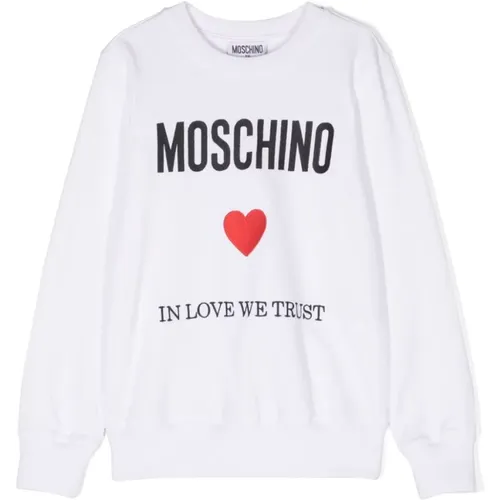Sweatshirt mit Logo und rotem Herz - Moschino - Modalova