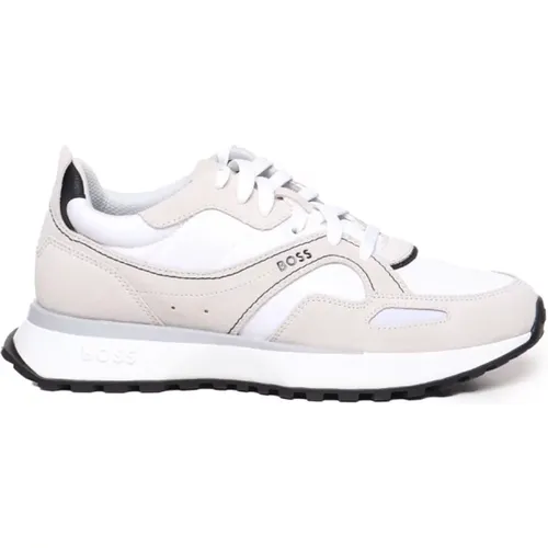 Leather Sneakers Round Toe Logo Lace-up , male, Sizes: 6 UK, 10 UK - Hugo Boss - Modalova