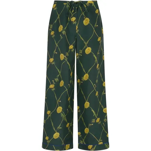 Silk Pyjama Trousers with Dandelion Print , female, Sizes: XS, M, S, 2XS - Burberry - Modalova