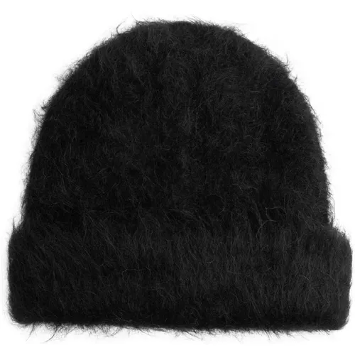 Schwarze Alpaka Fuzzy Beanie Séfr - Séfr - Modalova