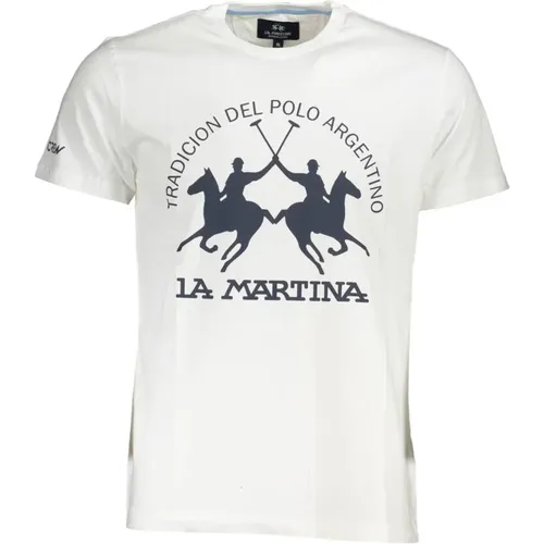 Weißes Baumwoll-T-Shirt mit Druck , Herren, Größe: L - LA MARTINA - Modalova