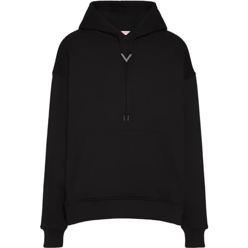 Schwarzer Baumwollkapuzenpullover , Herren, Größe: L - Valentino Garavani - Modalova