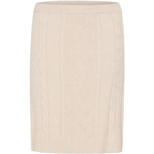 Short Knit Skirt Oat Melange , female, Sizes: 2XL, L - Cream - Modalova