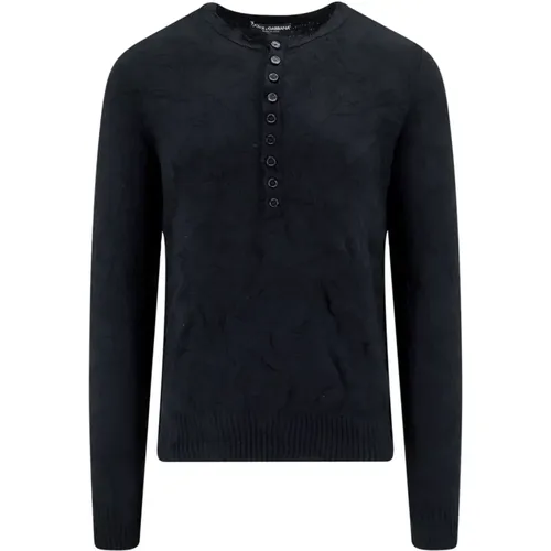 Wool Sweater with Crew-Neck and Buttons , male, Sizes: M, L, 2XL - Dolce & Gabbana - Modalova