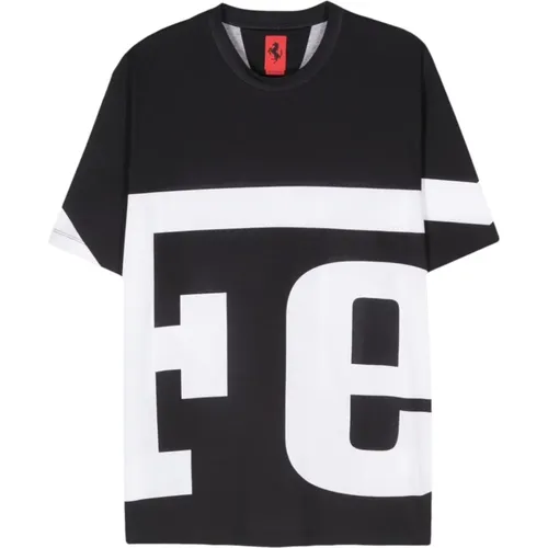 Logo Print Crew Neck T-shirt , Herren, Größe: L - Ferrari - Modalova