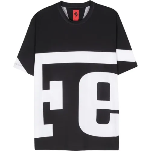 Logo Print Crew Neck T-shirt , male, Sizes: 2XL - Ferrari - Modalova