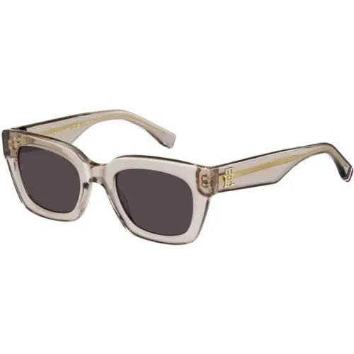Chic Nude Frame Mauve Lens Sunglasses , female, Sizes: 51 MM - Tommy Hilfiger - Modalova