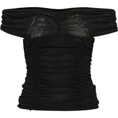 Elegante Off-Shoulder Schwarze Bluse , Damen, Größe: XS - Gestuz - Modalova
