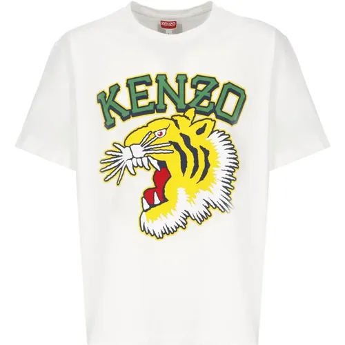 Weißes Tigerdruck T-Shirt , Herren, Größe: L - Kenzo - Modalova