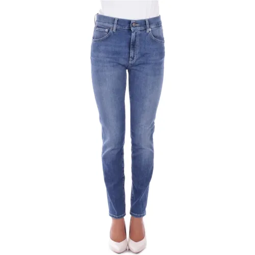 Slim Fit Denim Jeans mit Logo , Damen, Größe: W26 - Dondup - Modalova