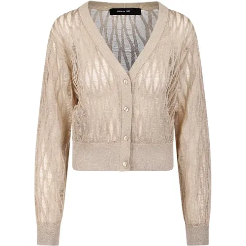 Mesh Cardigan with Button Closure , female, Sizes: 2XS - Federica Tosi - Modalova