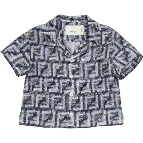 Blaues Monogramm Leinenhemd Kinder - Fendi - Modalova