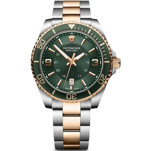 Green Steel Quartz Watch , male, Sizes: ONE SIZE - Victorinox - Modalova