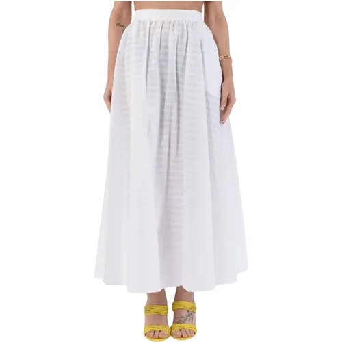 Long Flared Cotton Skirt , female, Sizes: L - Msgm - Modalova