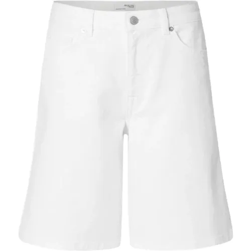 Weiße Bermuda-Shorts , Damen, Größe: S - Selected Femme - Modalova