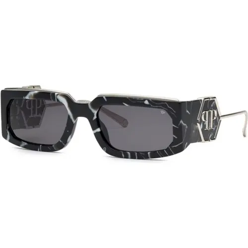 Marbled Sunglasses with Smoke Lenses , female, Sizes: 58 MM - Philipp Plein - Modalova