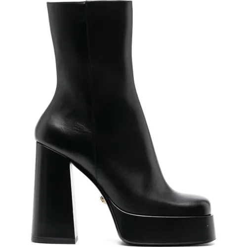 Calf Leather Booties , female, Sizes: 6 1/2 UK, 5 1/2 UK, 6 UK, 7 UK - Versace - Modalova