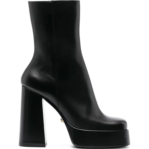 Calf Leather Booties , female, Sizes: 6 1/2 UK, 8 UK, 5 UK, 3 UK, 4 UK, 4 1/2 UK, 6 UK, 7 UK - Versace - Modalova