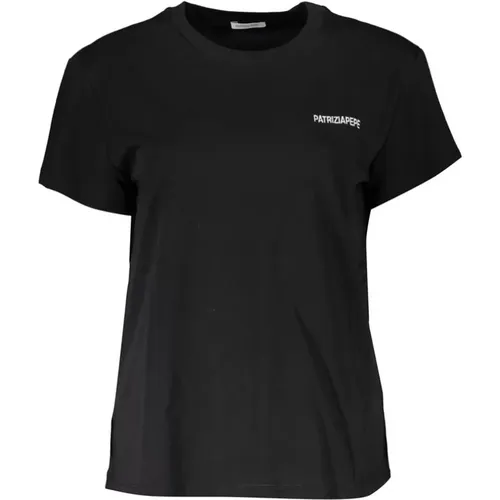 Schwarzes Baumwoll T-Shirt mit gesticktem Logo , Damen, Größe: XS - PATRIZIA PEPE - Modalova