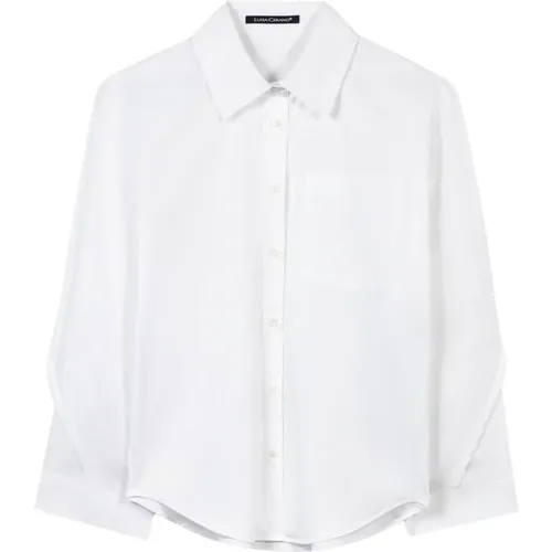 Weiße Gabardine Stretch Bluse , Damen, Größe: M - LUISA CERANO - Modalova
