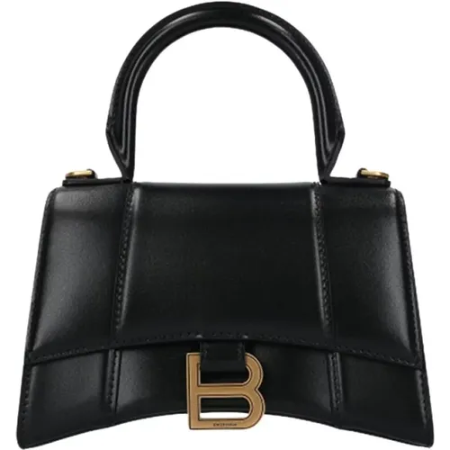 Schwarze Lederhandtasche mit antikgoldener Hardware - Balenciaga - Modalova