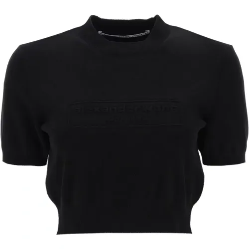 Geprägtes Logo Cropped Top , Damen, Größe: M - alexander wang - Modalova