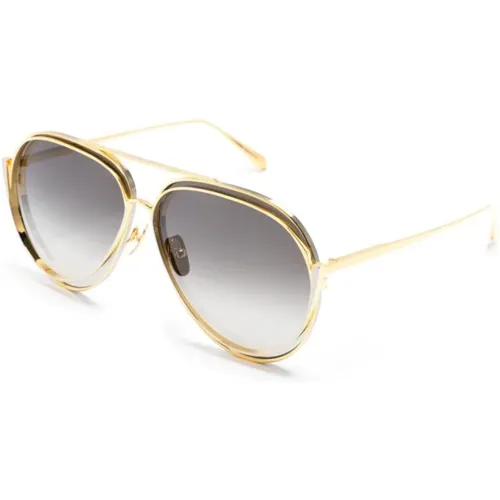 Gold Sunglasses with Original Case , unisex, Sizes: 66 MM - Linda Farrow - Modalova