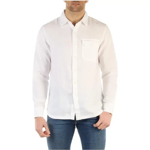 Classic Linen Shirt with Buttoned Cuffs , male, Sizes: 2XL - Replay - Modalova
