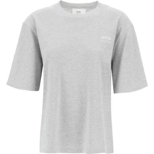 Organische Baumwolle Logo T-Shirt , Damen, Größe: M - Ami Paris - Modalova
