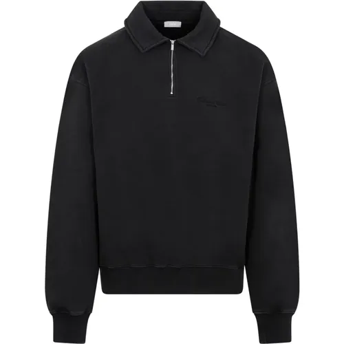 Schwarzer Baumwoll-Sweatshirt Polo-Kragen - Dior - Modalova