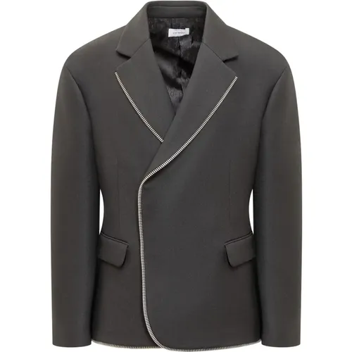 Moderne V-Ausschnitt Blazer Jacke,Doppelreihiger Schwarzer Blazer - Off White - Modalova