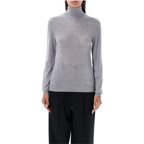 Grauer Strickpullover mit hohem Kragen Aw24 - Saint Laurent - Modalova