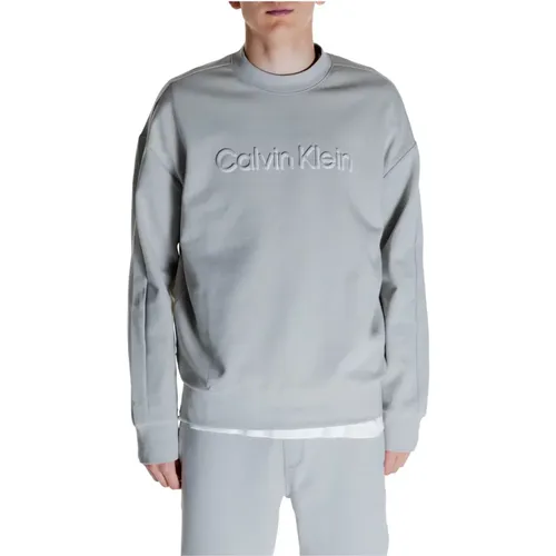 Grauer Bedruckter Sweatshirt Herren Herbst/Winter , Herren, Größe: L - Calvin Klein - Modalova