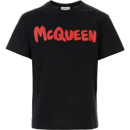 Klassisches Schwarzes Baumwoll-T-Shirt , Herren, Größe: L - alexander mcqueen - Modalova