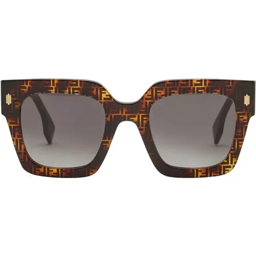 Square Acetate Sunglasses in Tortoise , female, Sizes: 50 MM - Fendi - Modalova