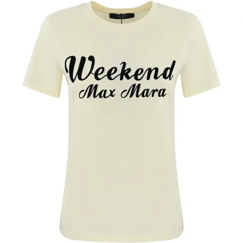 Cotton T-shirt with Front Print , female, Sizes: XS, S, M, XL - Max Mara Weekend - Modalova