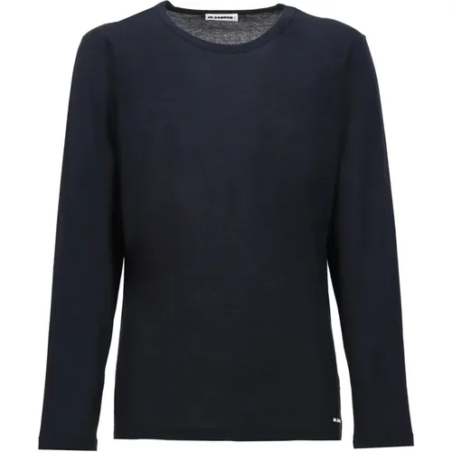 Blaues Baumwoll-T-Shirt mit Aufdruck - Jil Sander - Modalova