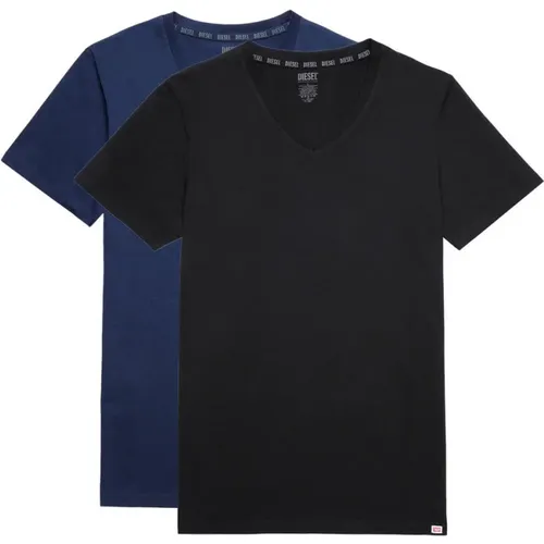 Baumwoll V-Ausschnitt T-Shirt 2er-Pack , Herren, Größe: M - Diesel - Modalova