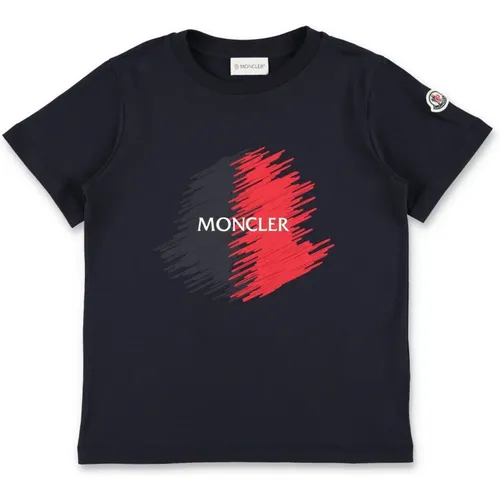 Logo-Motiv T-Shirt Navy Ss24 - Moncler - Modalova