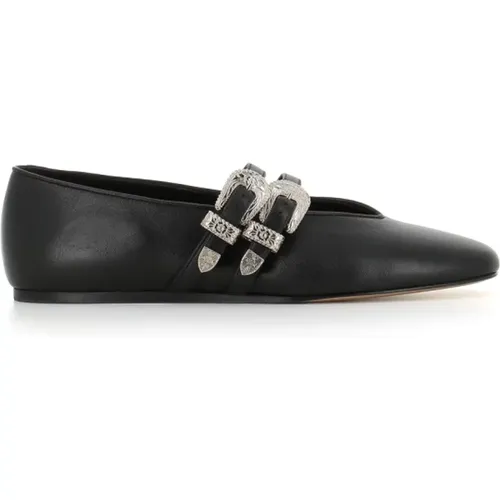 Schwarze Leder Ballerina Flache Schuhe - Le Monde Beryl - Modalova