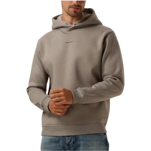 Taupe Hoodie Loose Fit Sweater , Herren, Größe: M - Pure Path - Modalova