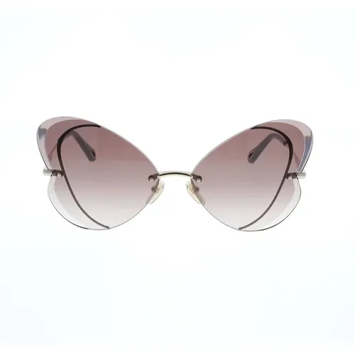 Butterfly Sunglasses with Colored Enamel Detail , female, Sizes: 65 MM - Chloé - Modalova