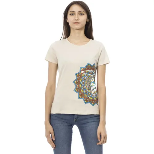 Casual Rundhals Kurzarm T-shirt , Damen, Größe: M - Trussardi - Modalova