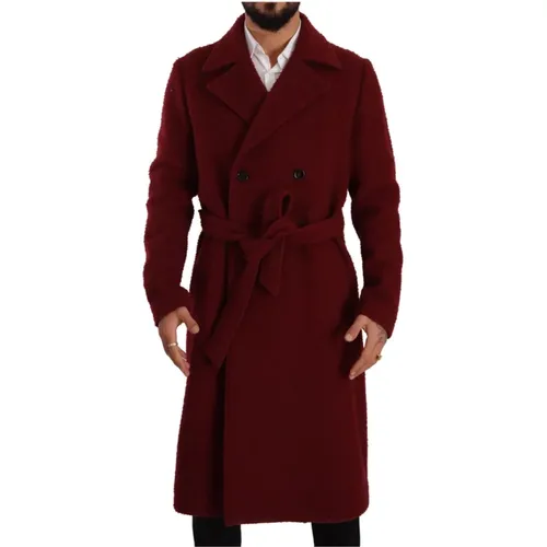Bordeaux Wool Double Breasted Overcoat , male, Sizes: M - Dolce & Gabbana - Modalova