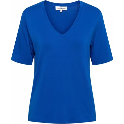 V-Ausschnitt Jersey Top Kobaltblau , Damen, Größe: S - &Co Woman - Modalova