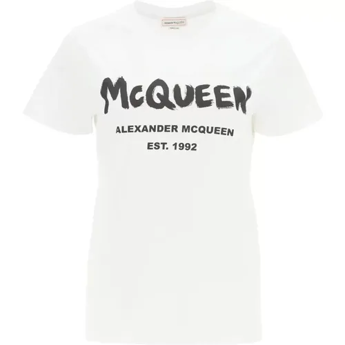 Cotton Logo T-Shirt , female, Sizes: XS - alexander mcqueen - Modalova