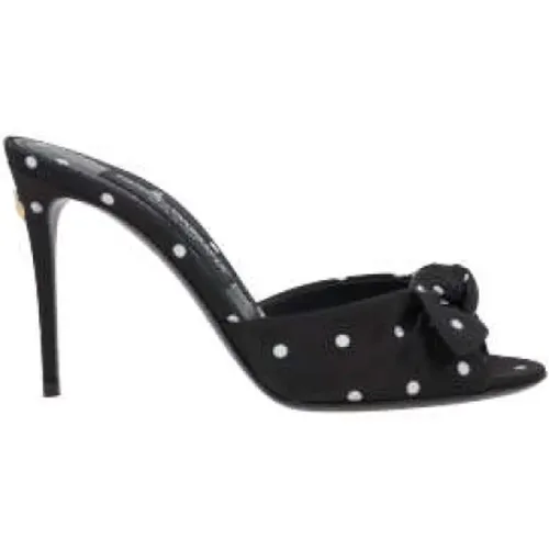 Punktmuster Mule Sandalen mit Schleife , Damen, Größe: 36 1/2 EU - Dolce & Gabbana - Modalova