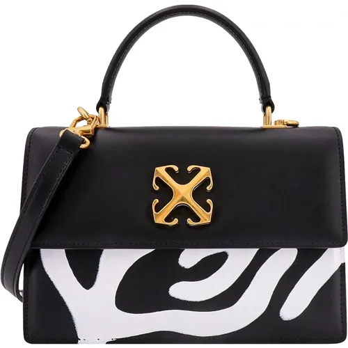 Leather Handbag with Metal Logo , female, Sizes: ONE SIZE - Off White - Modalova